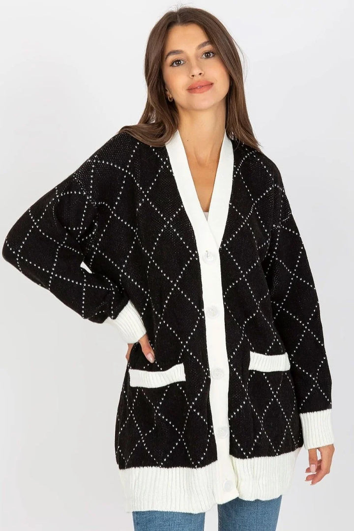 Black long sleeve button cardigan