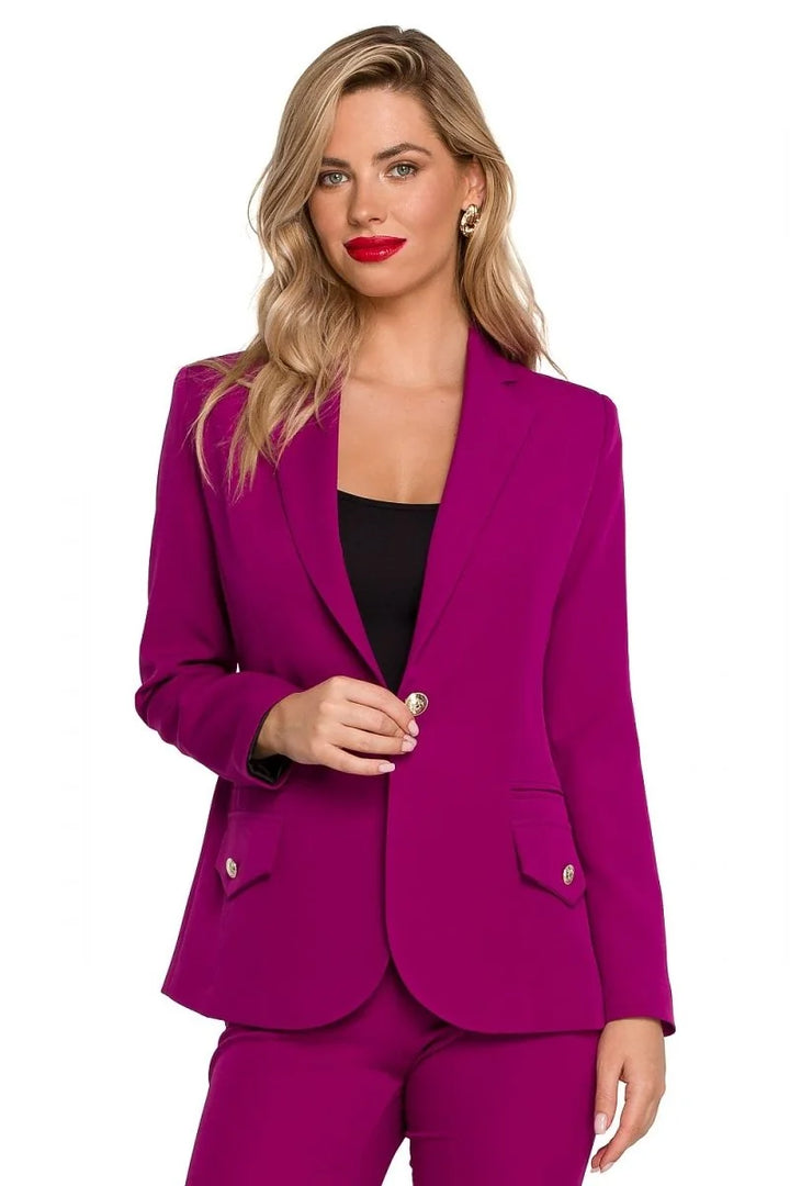 Violet blazer with decorative buttons