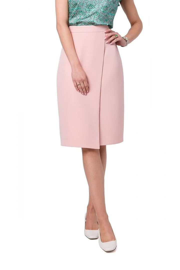 Pink A-line skirt with asymmetrical front