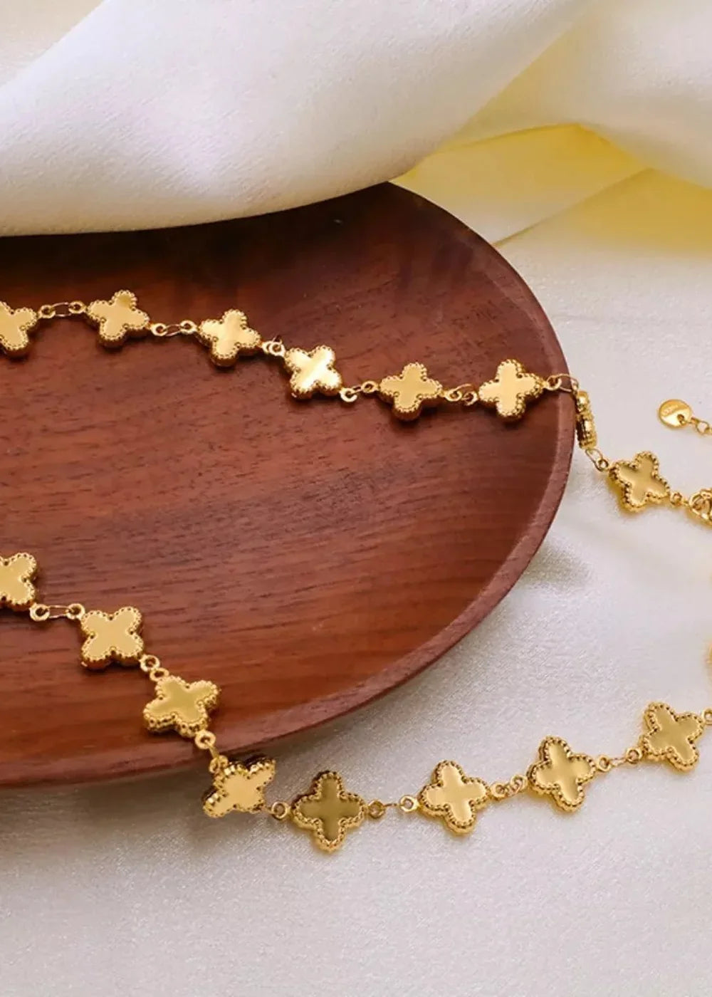 Gold plated clover charm necklace