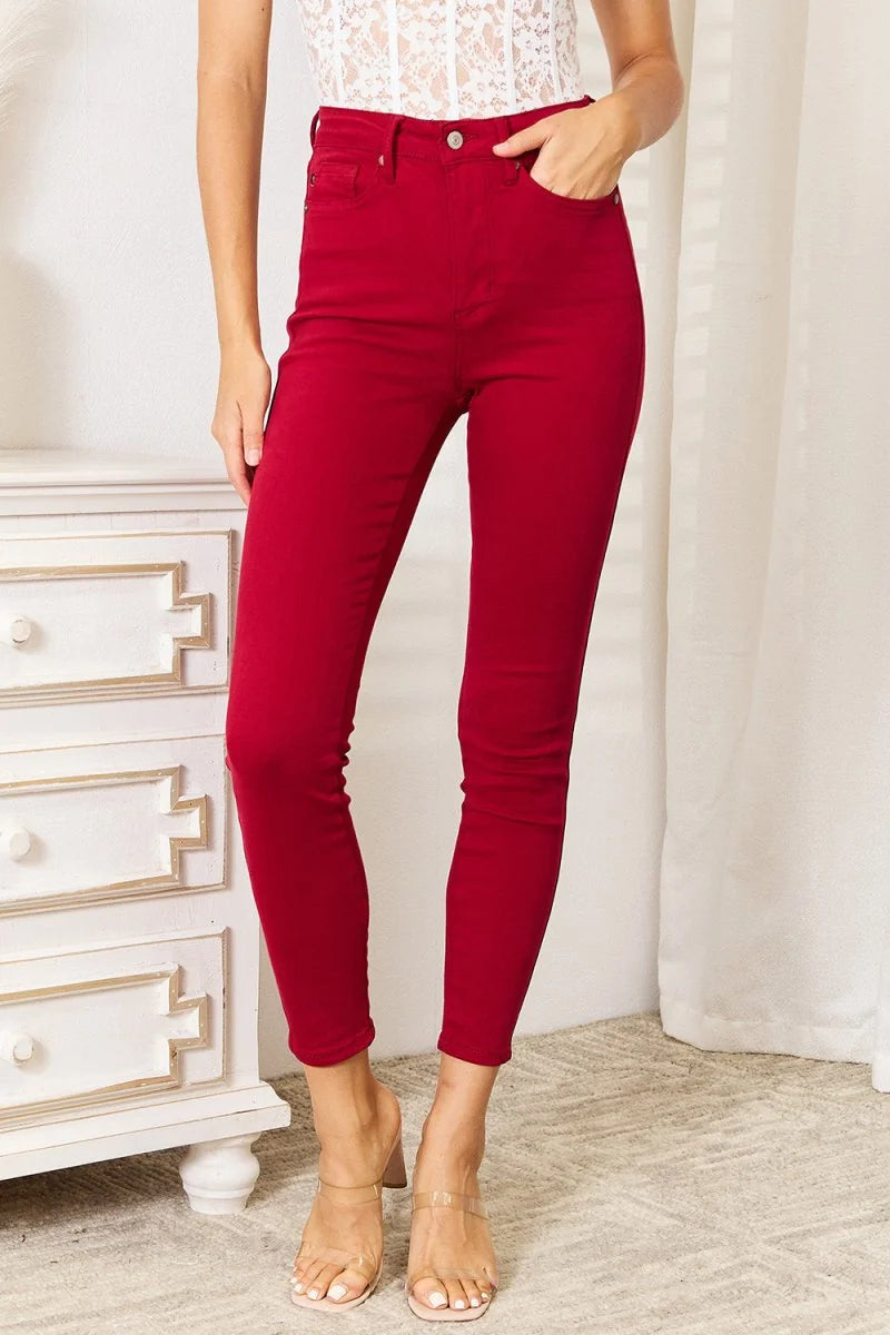 Judy Blue high waist skinny jeans in Scarlet