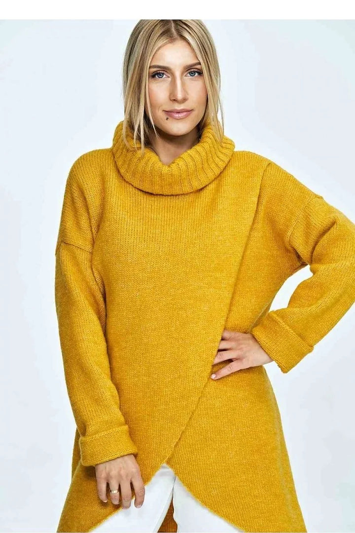 Yellow turtleneck sweater