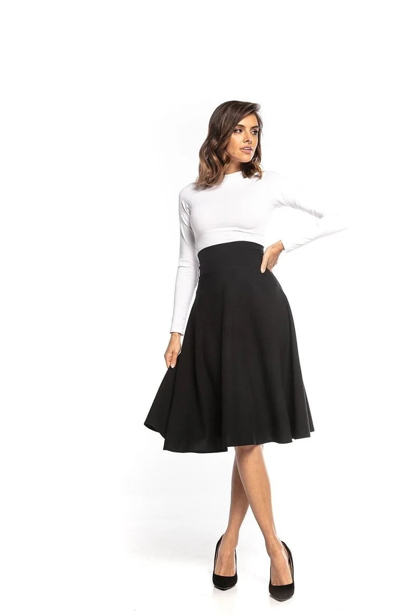 Black midi pencil skirt with decorative zipper