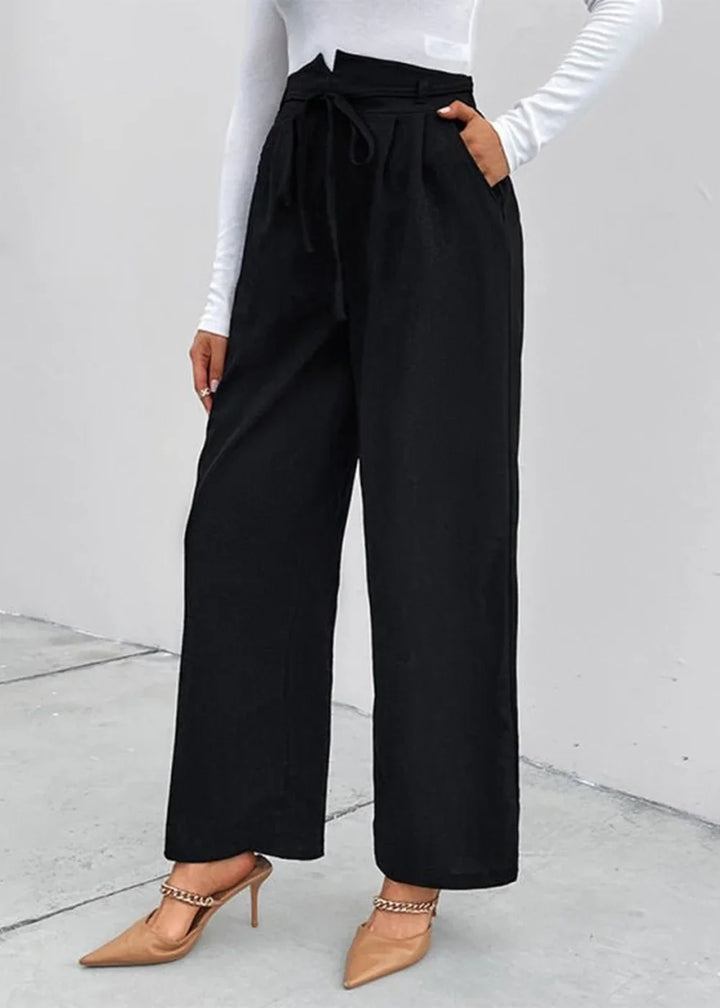 Black women's loose wide leg long pants