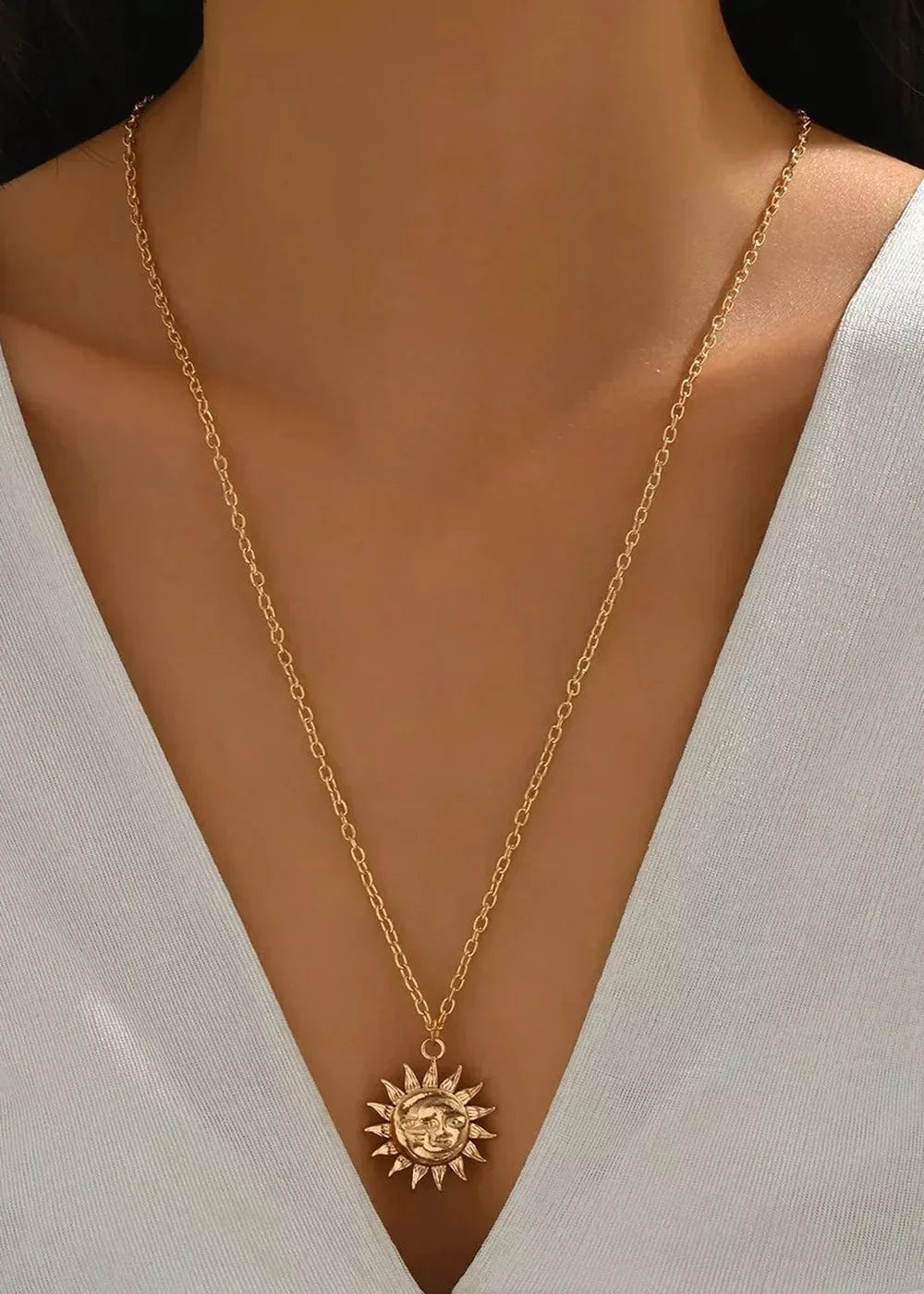 18K Gold-Plated Sunburst Pendant Necklace