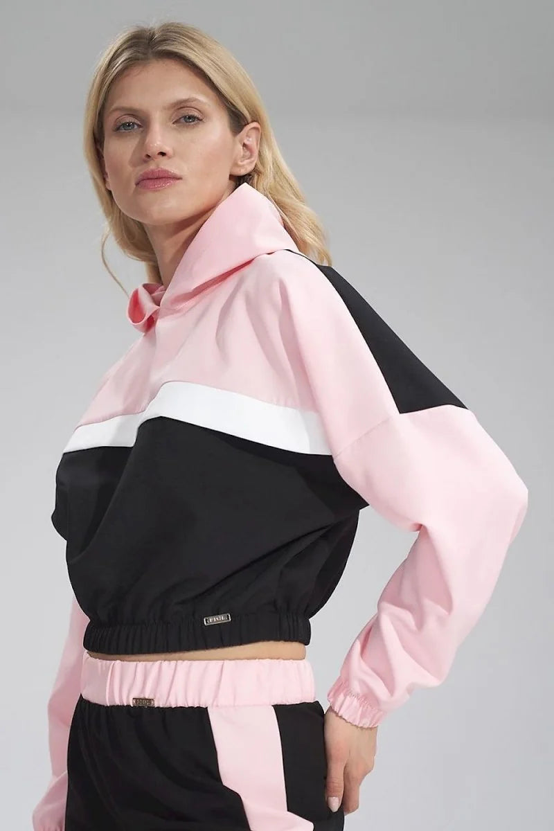 Multicolor two-tone striped hoodie