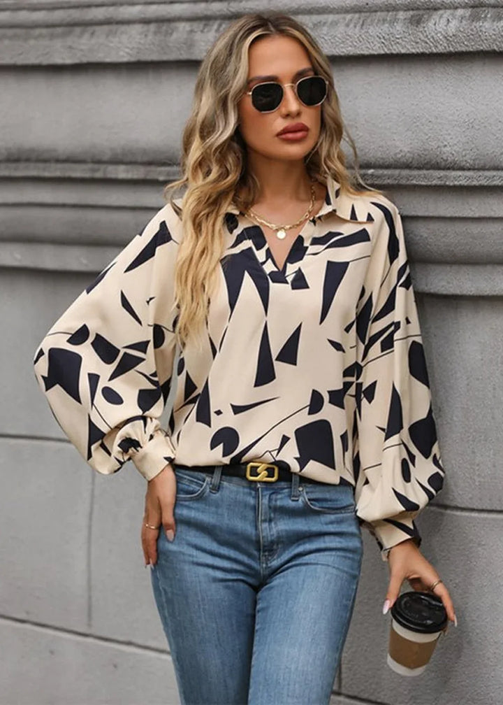 Cracker khaki women's long sleeve printed shirt