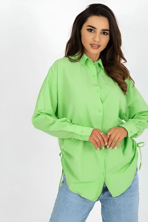 Green long sleeve women's shirt with side ties