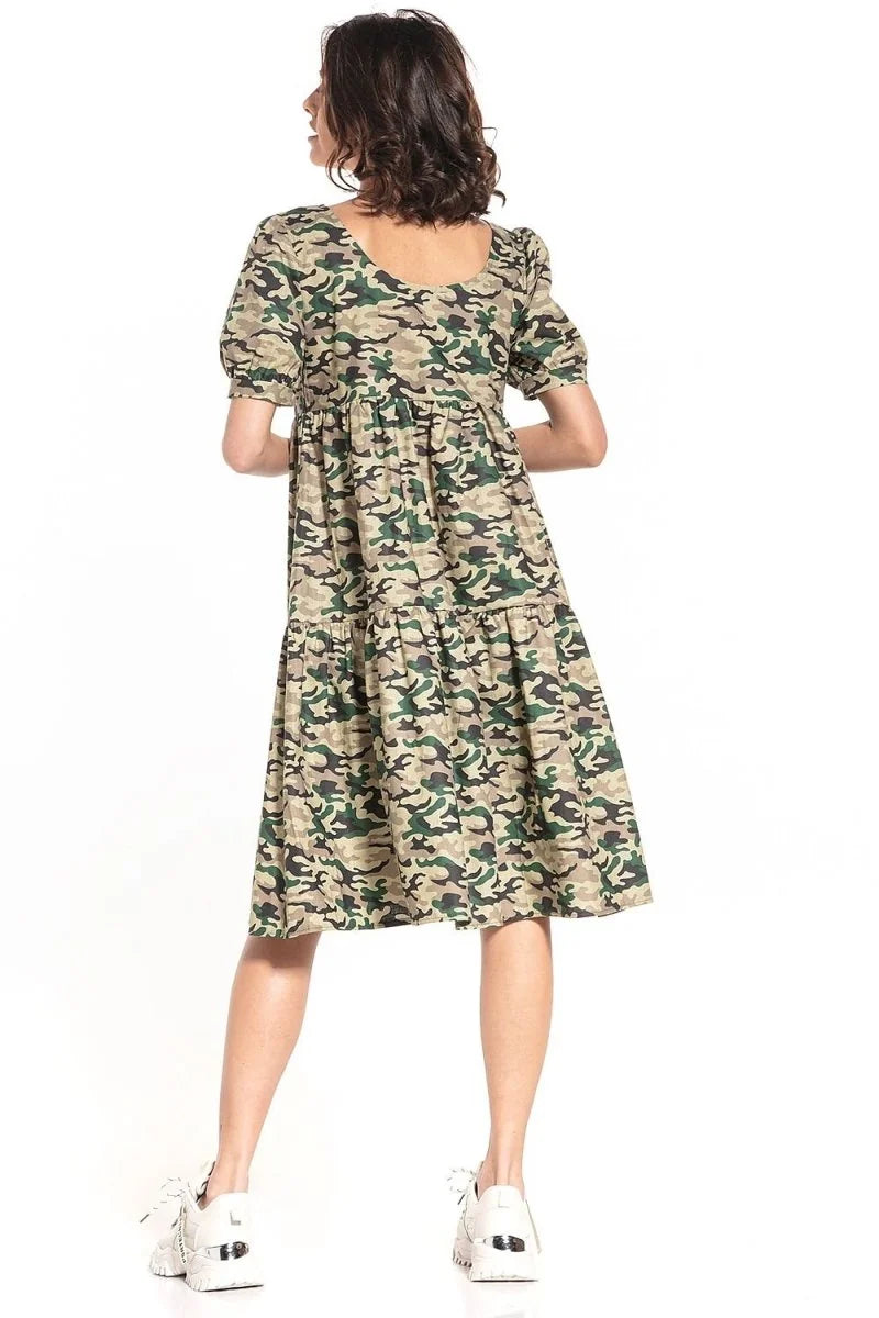 Multicolor floral cotton midi dress