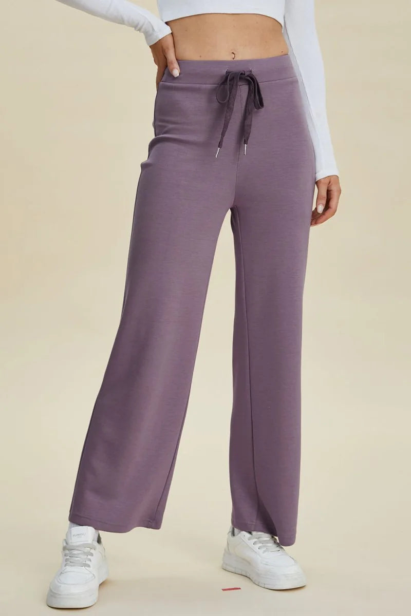 Mauve wide leg drawstring pants