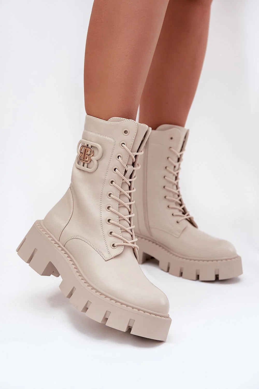 Beige Suede Booties with 5.5 cm Heel