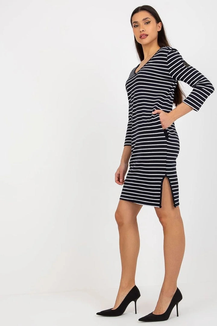 Navy blue long sleeve dress with heart neckline