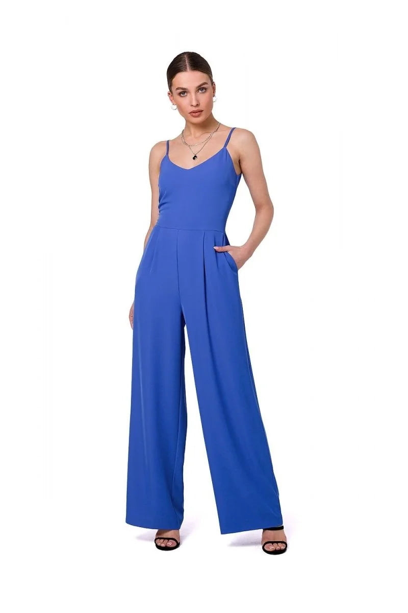 Blue thin strap jumpsuit