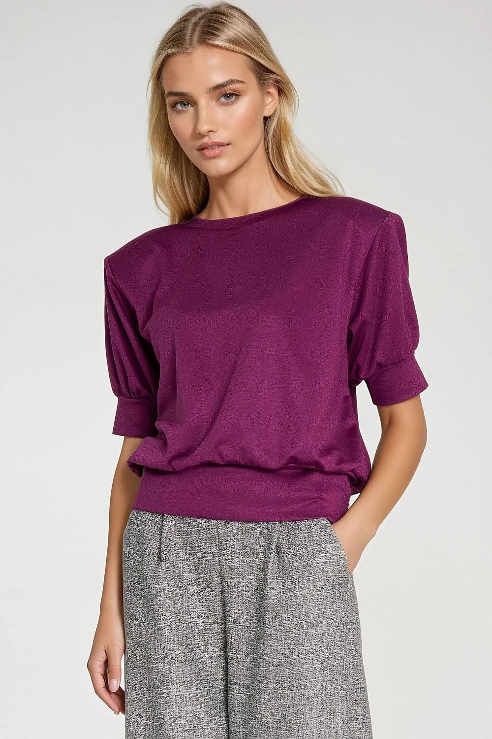Violet oversized blouse with round neck