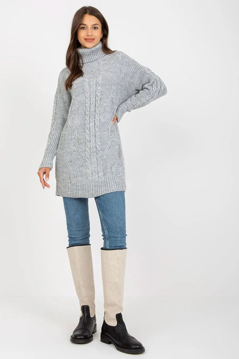 Grey long turtleneck sweater