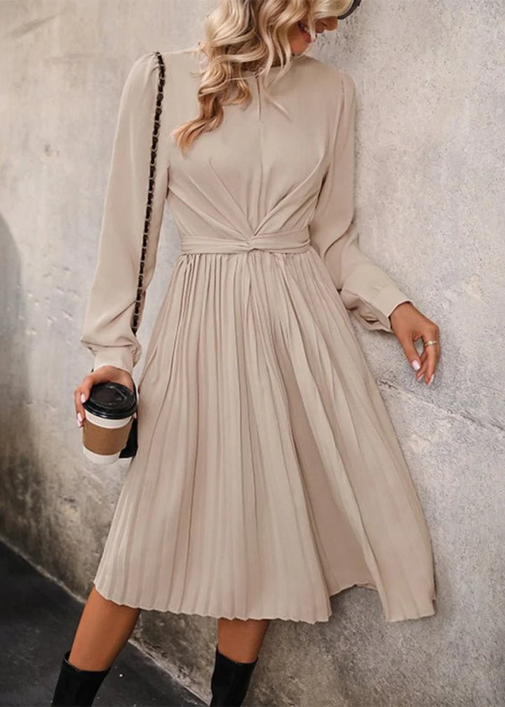 Cracker khaki women's long sleeve pleated waist dress