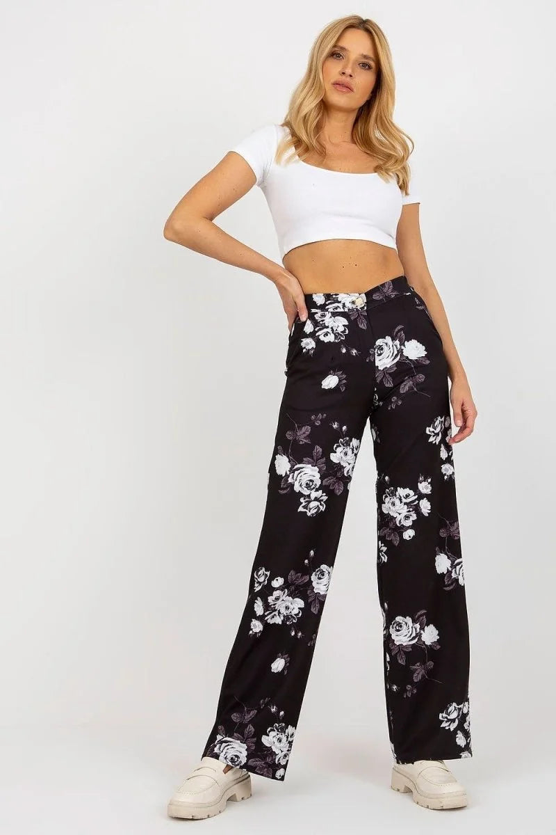 Black wide leg trousers