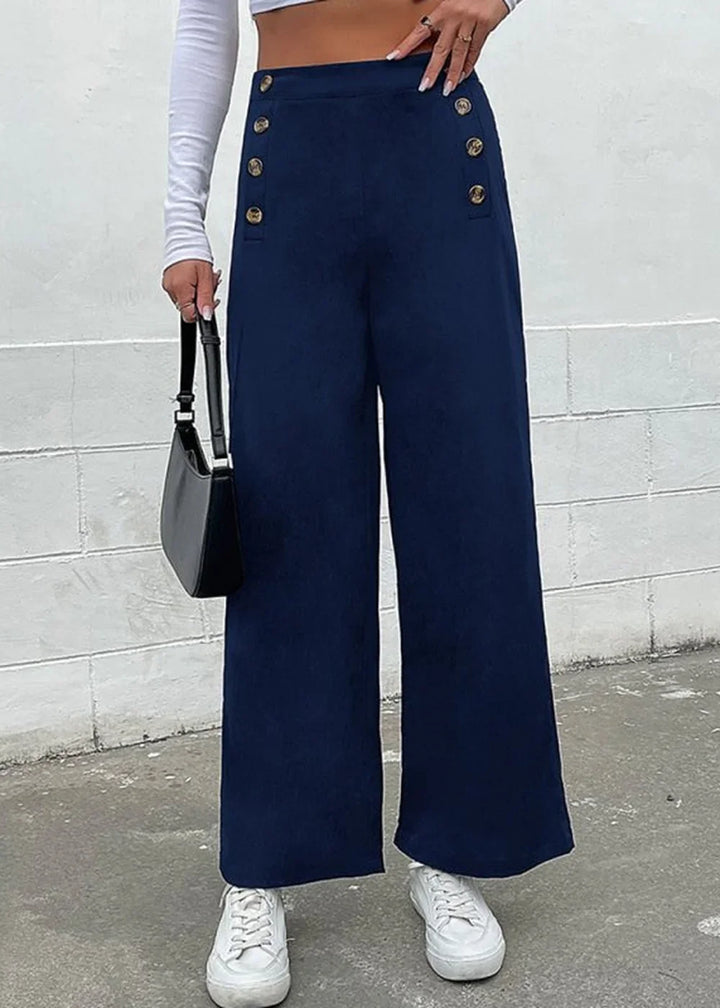 Purplish blue navy slim casual pants