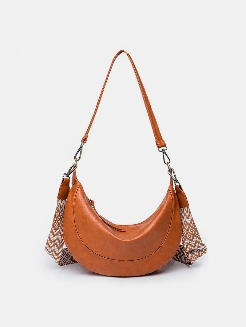 Large PU Leather Crossbody Bag with Strap
