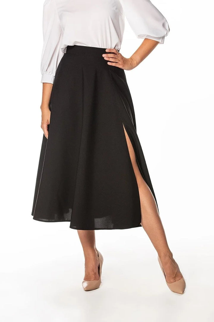 Black midi skirt with a side slit