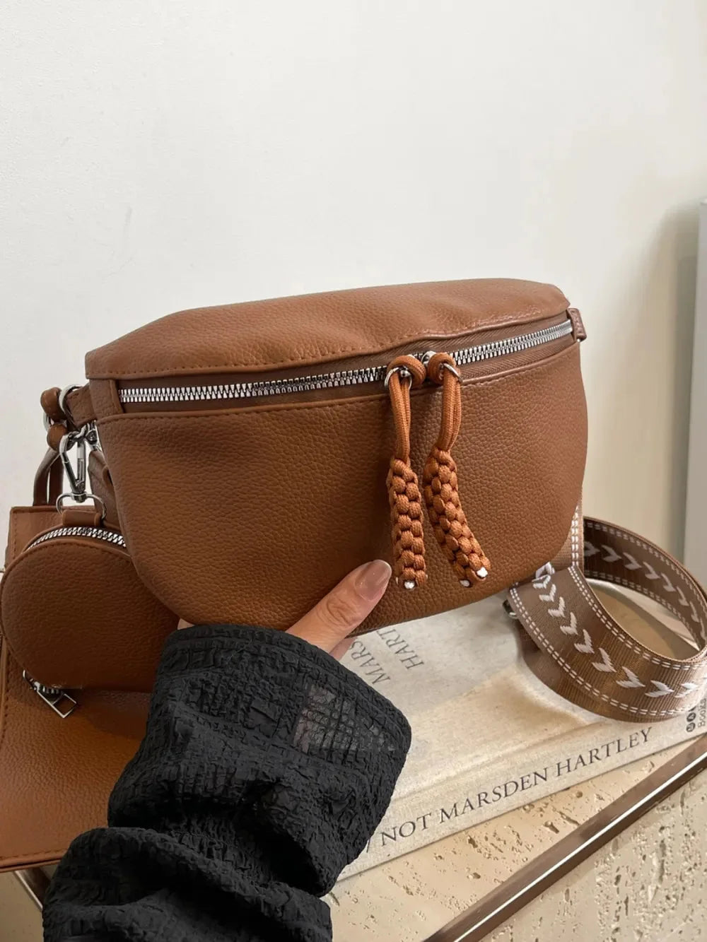 Brown PU Leather Crossbody Bag with Coin Purse