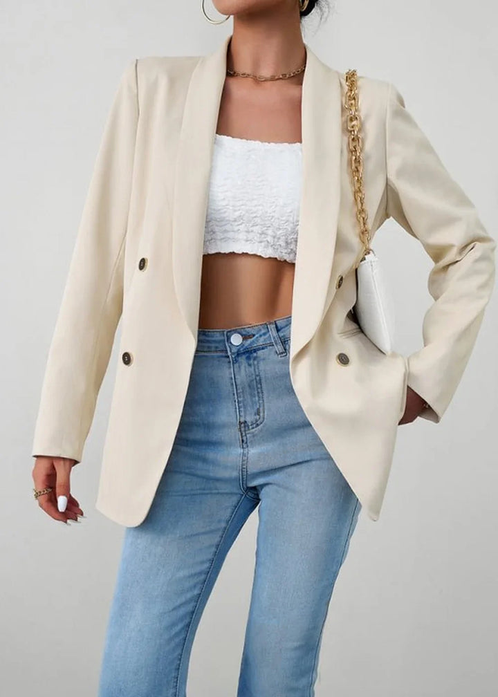 Cracker khaki double-breasted suit jacket