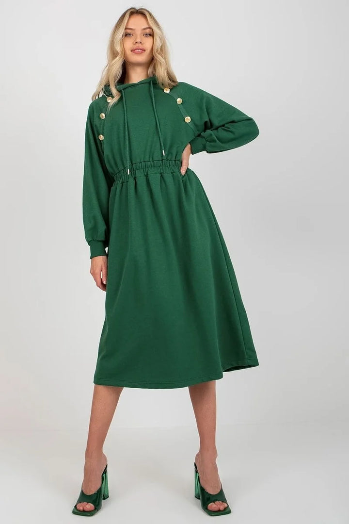 Green hooded sweatshirt dress