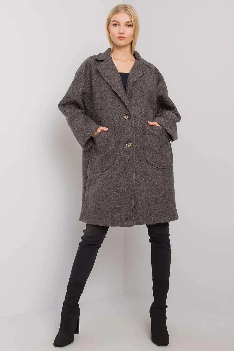 Grey women's unlined button coat