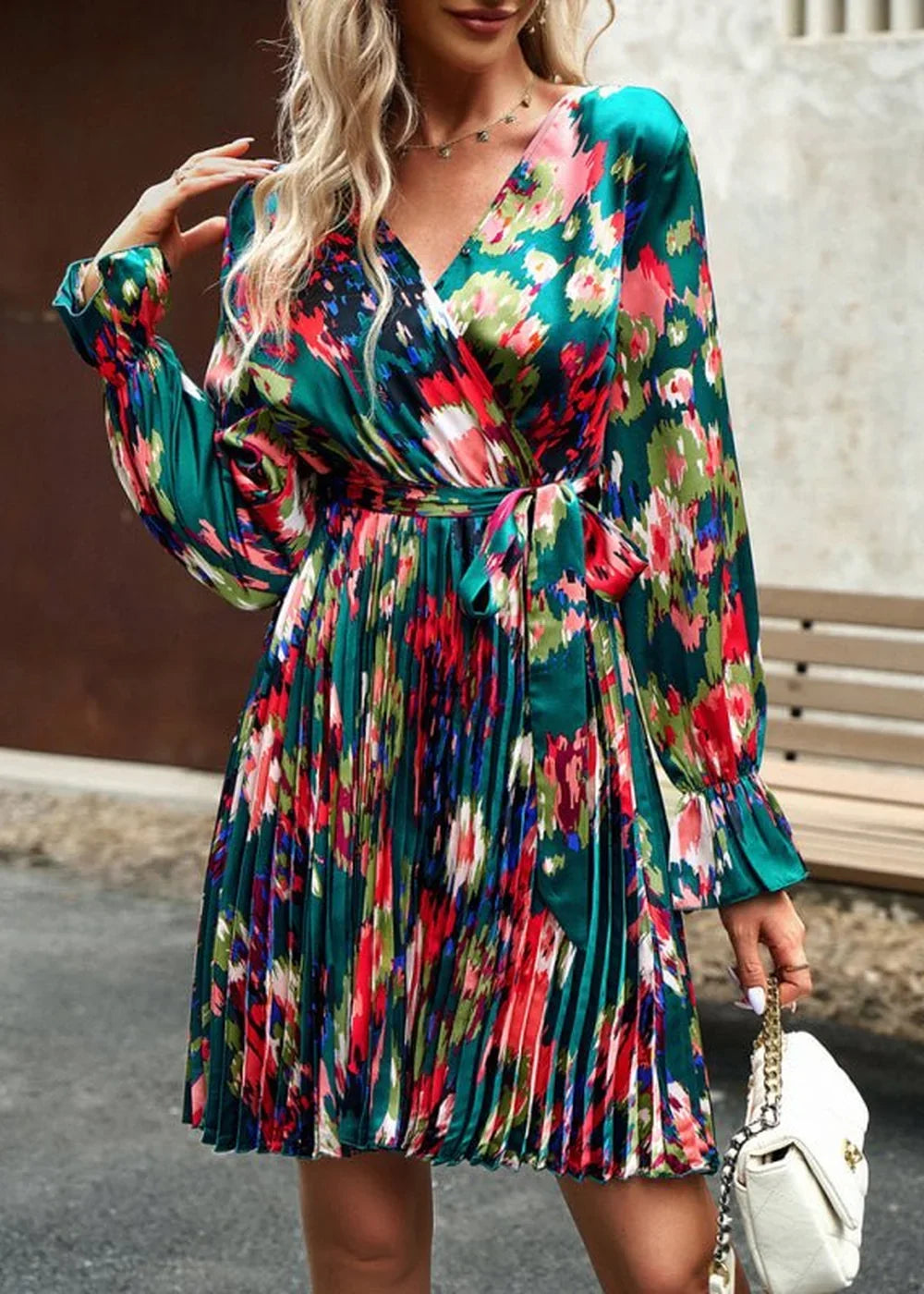 Green black jasper floral print midi dress