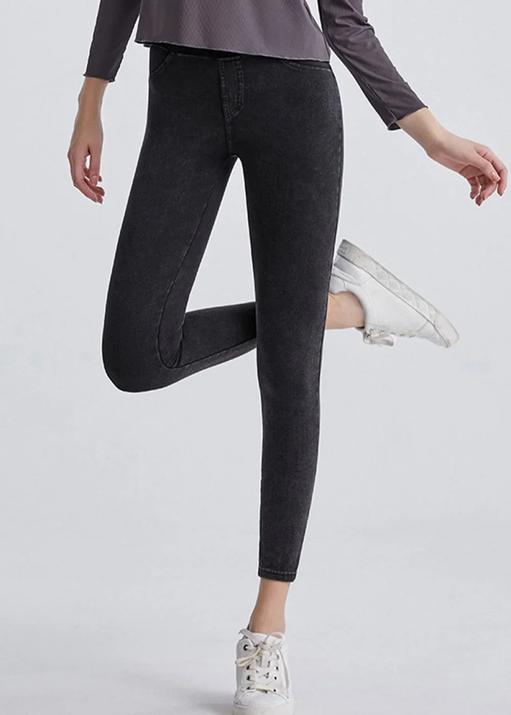 Dark Gray high waist cropped jeans