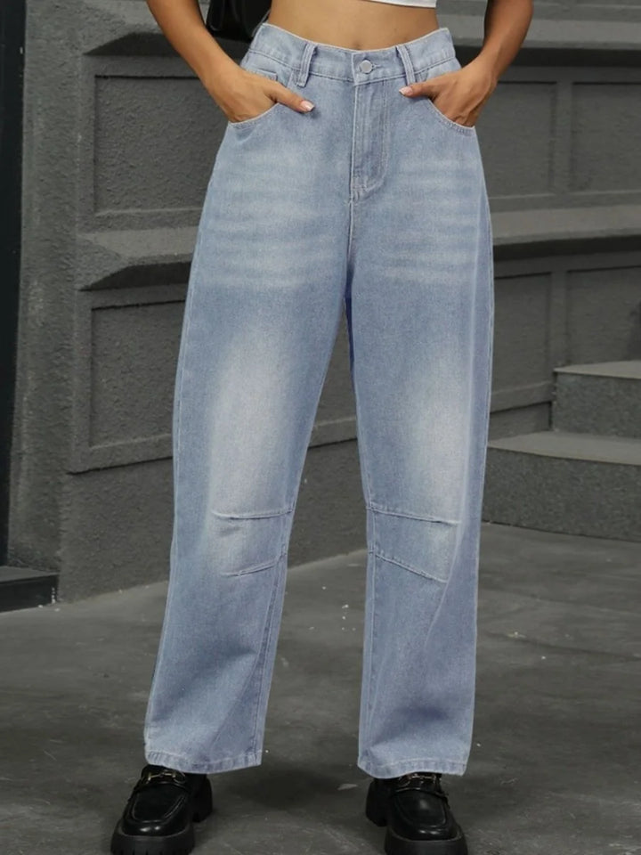 Light wash straight leg jeans