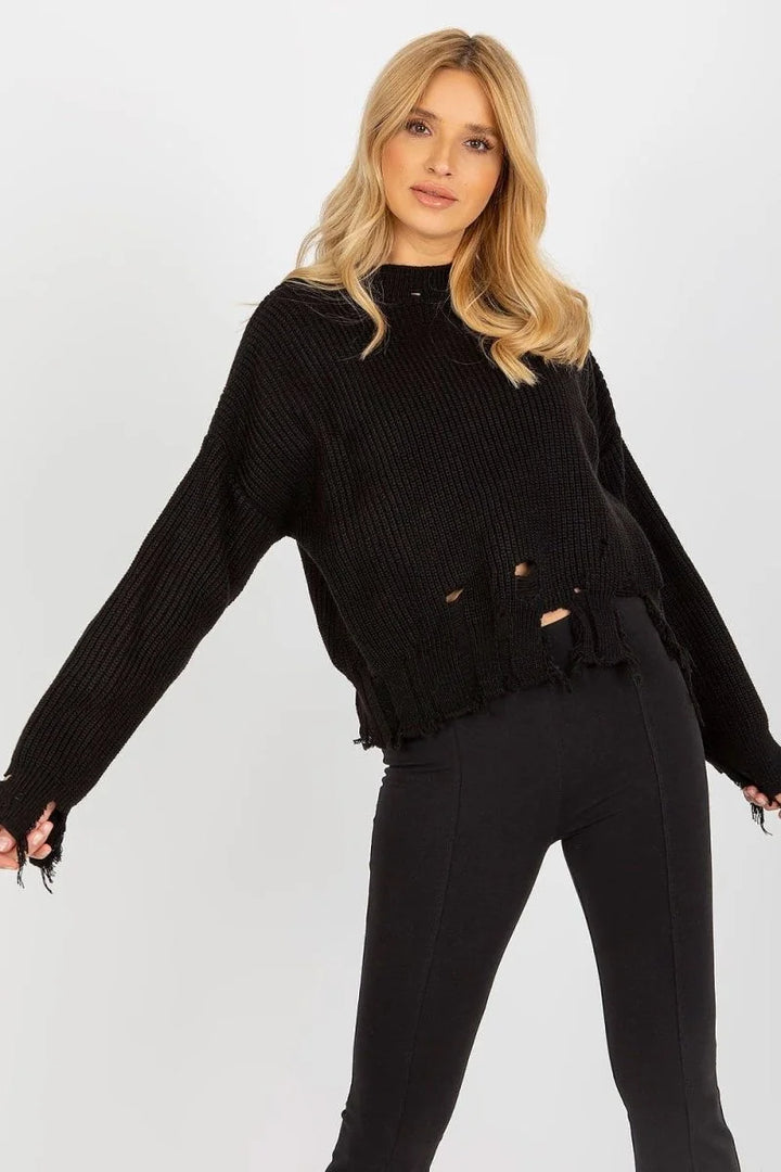 Black women's acrylic wool sweater