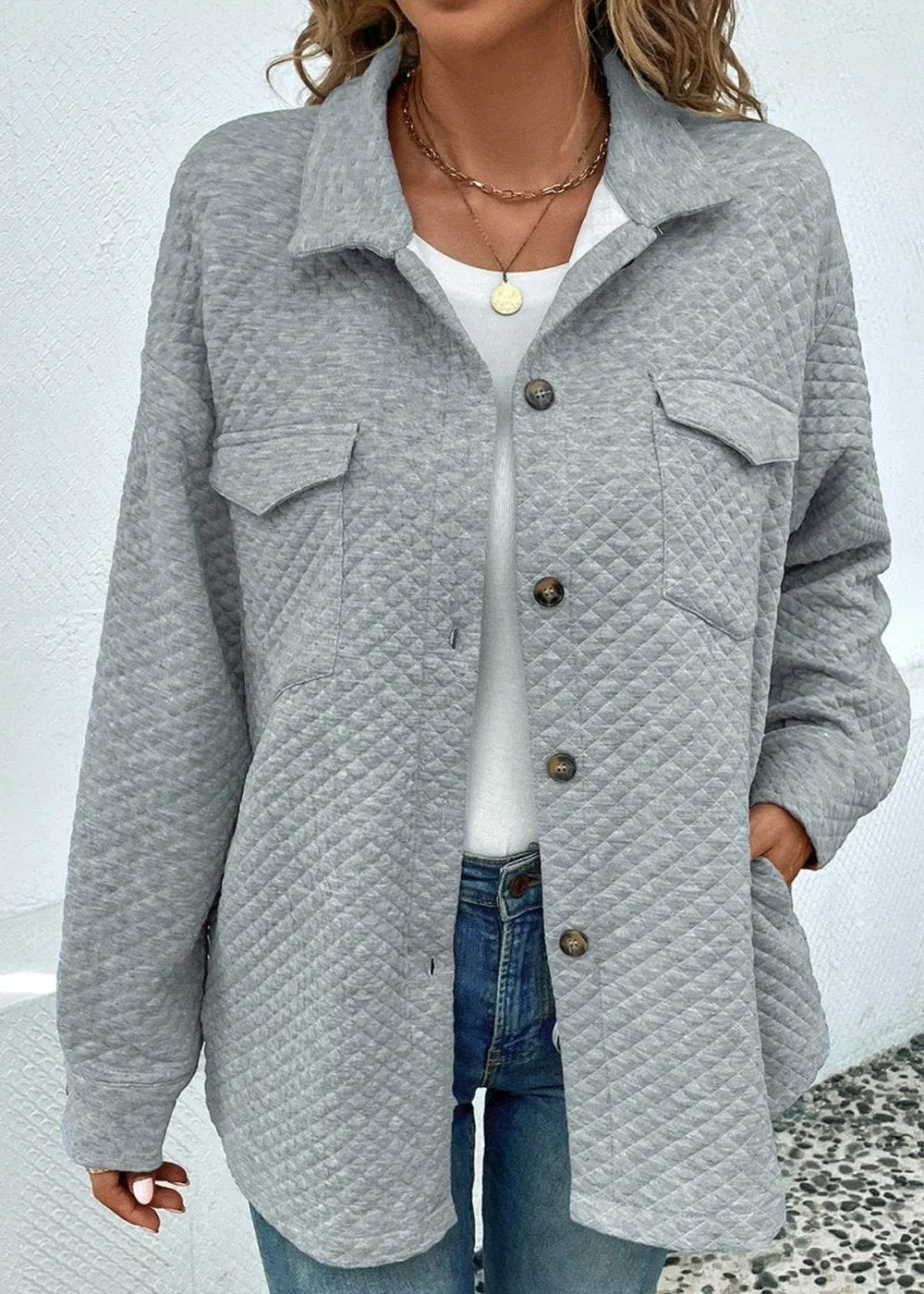 Cloudy blue button down collared jacket