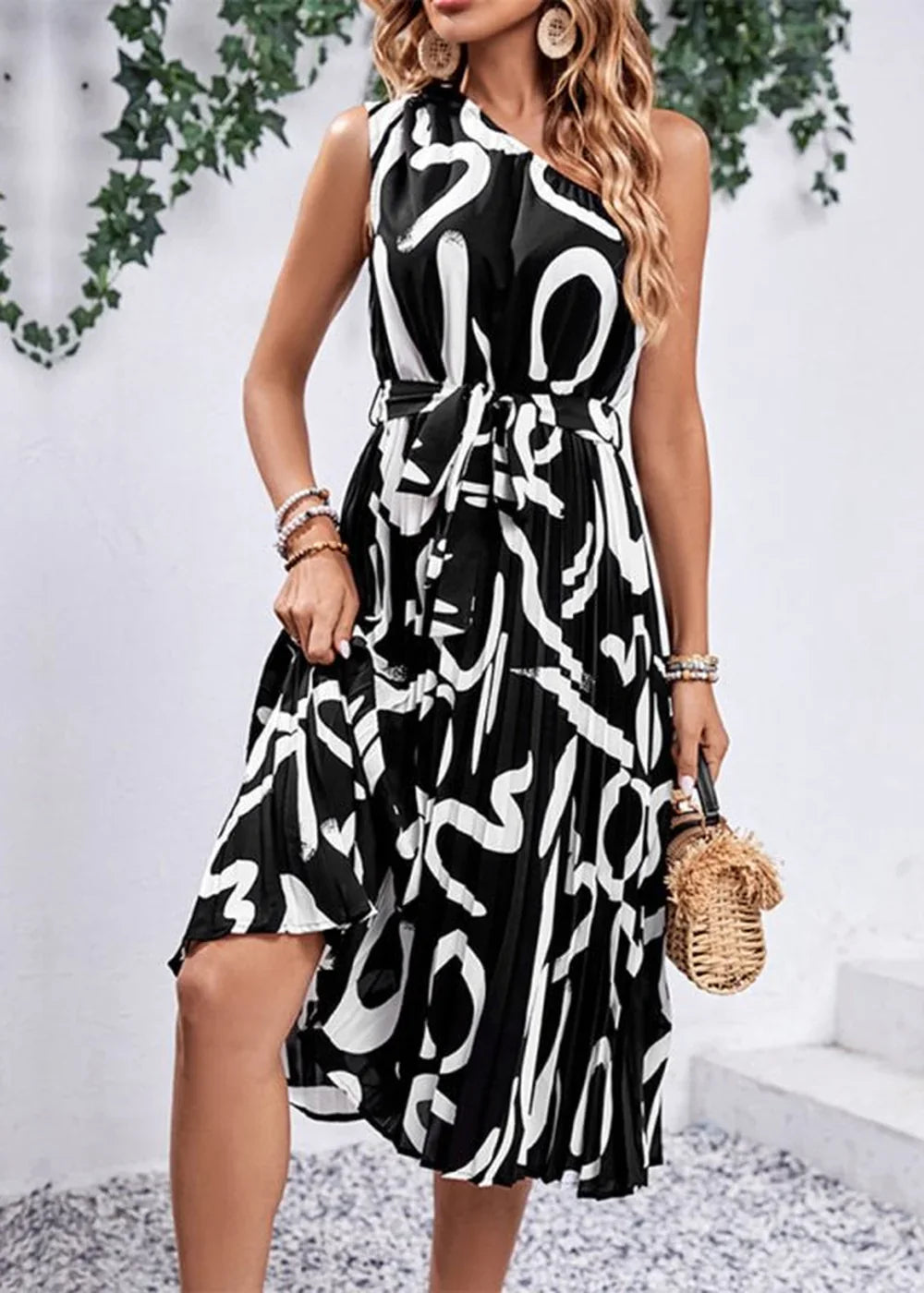 Black off-shoulder letter print maxi dress