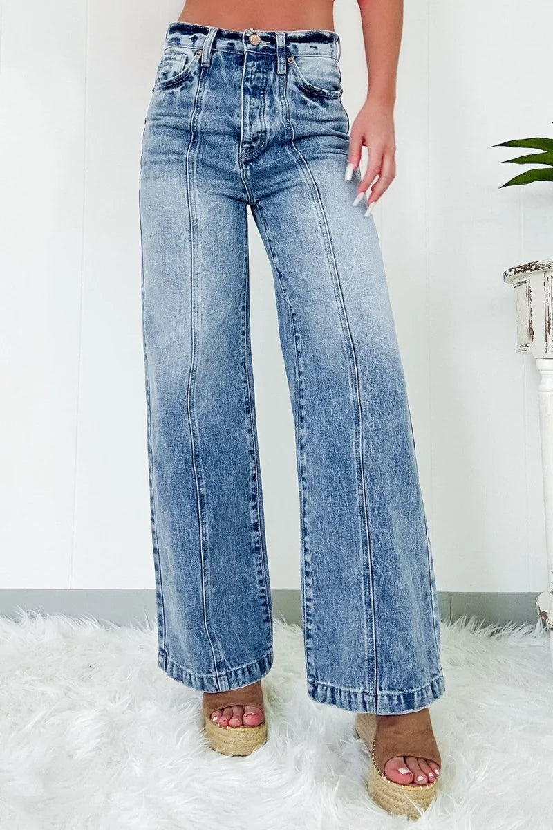 High waist wide leg jeans