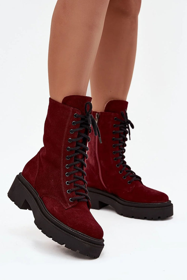 Women's Suede Platform Work Boots
