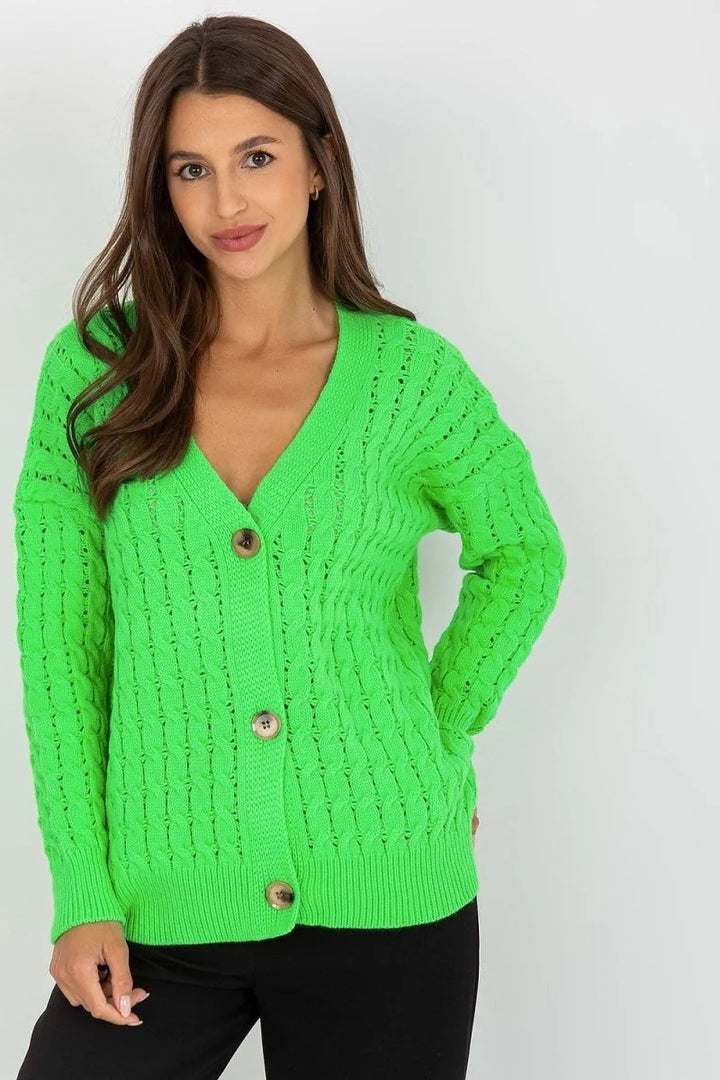 Green button-down cardigan