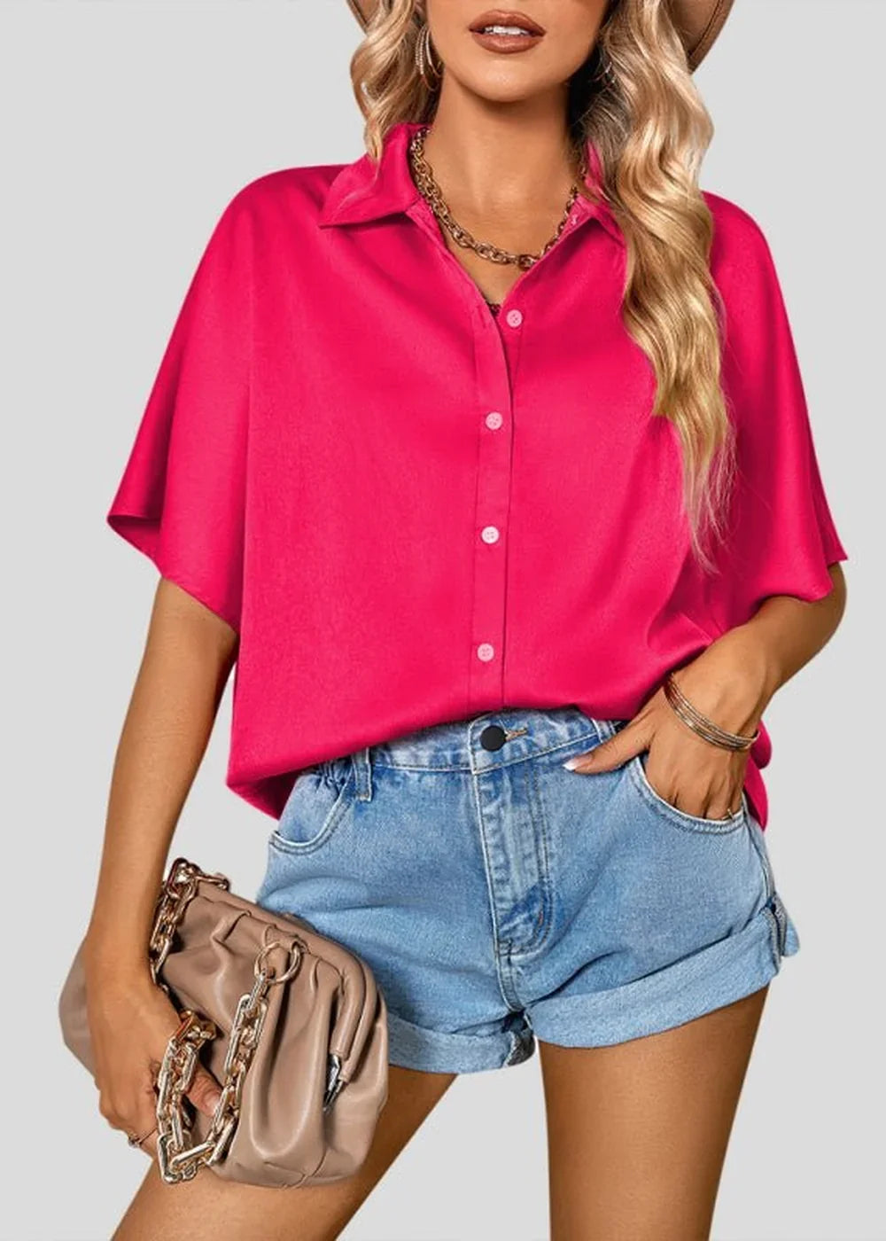 Rose short-sleeved casual shirt