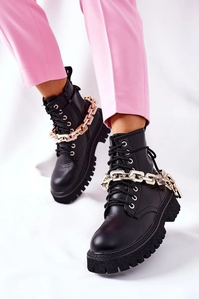 Black ecological leather ankle boots with side zipper
