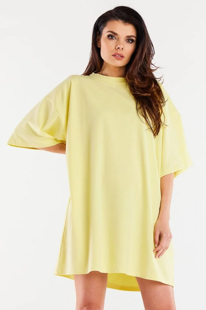 Yellow wide cut day dress