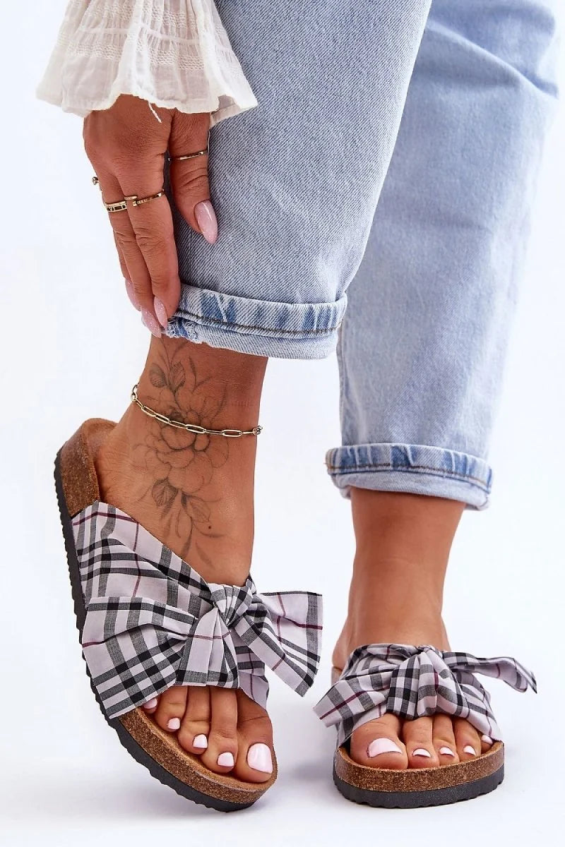 Cork Sole Flip-Flops with Bow Detail