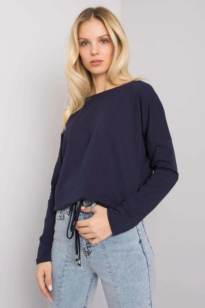 Navy blue cotton spandex blouse