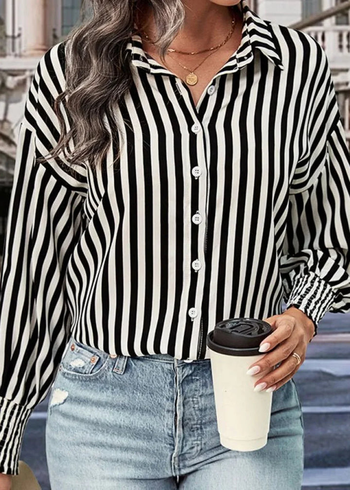 Black and white striped long sleeve shirt