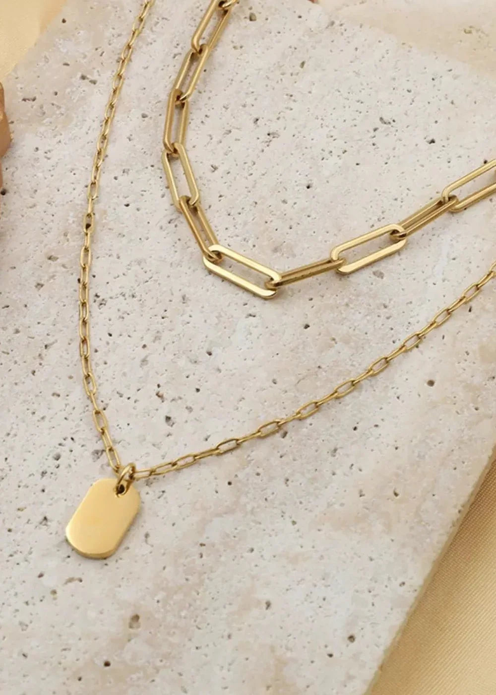 Gold 18K gold-plated double layer necklace