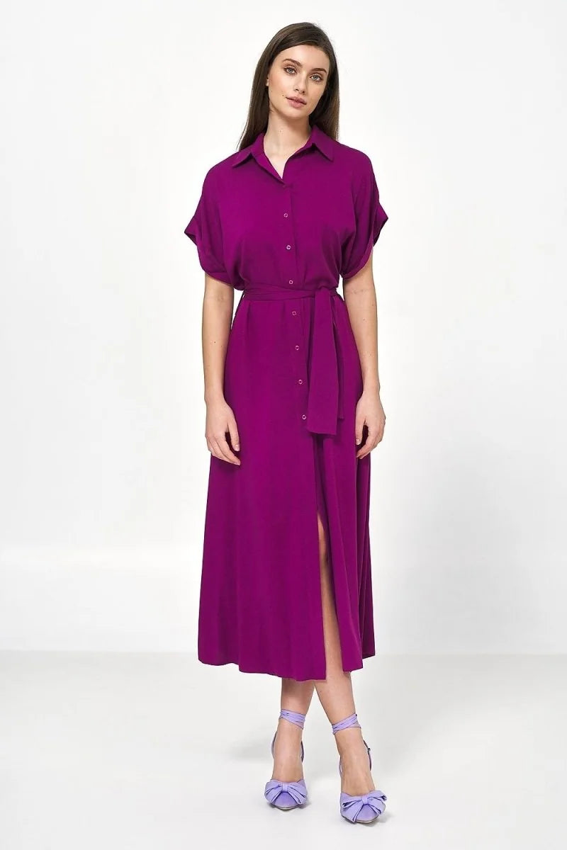 Violet viscose shirt dress