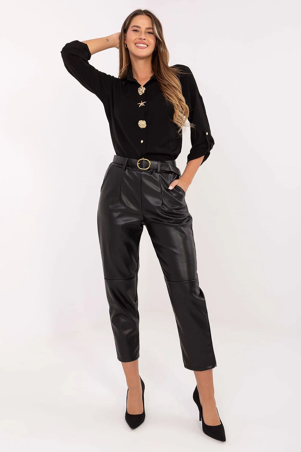 Women's Faux Leather Trousers