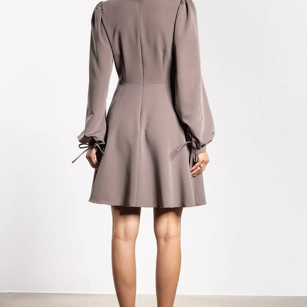 Flared Mini Dress with Puffy Sleeves
