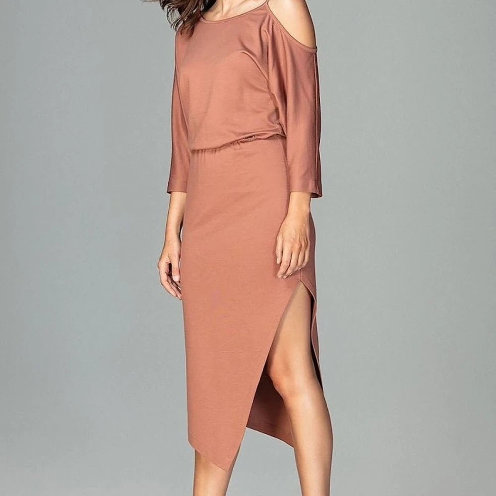 Asymmetrical Evening Dress with Kimono Sleeves
