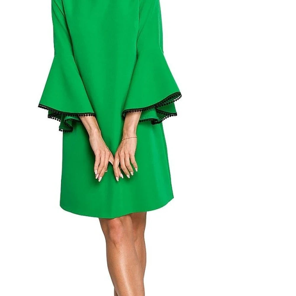 A-Line Dress with Ruffled Sleeves