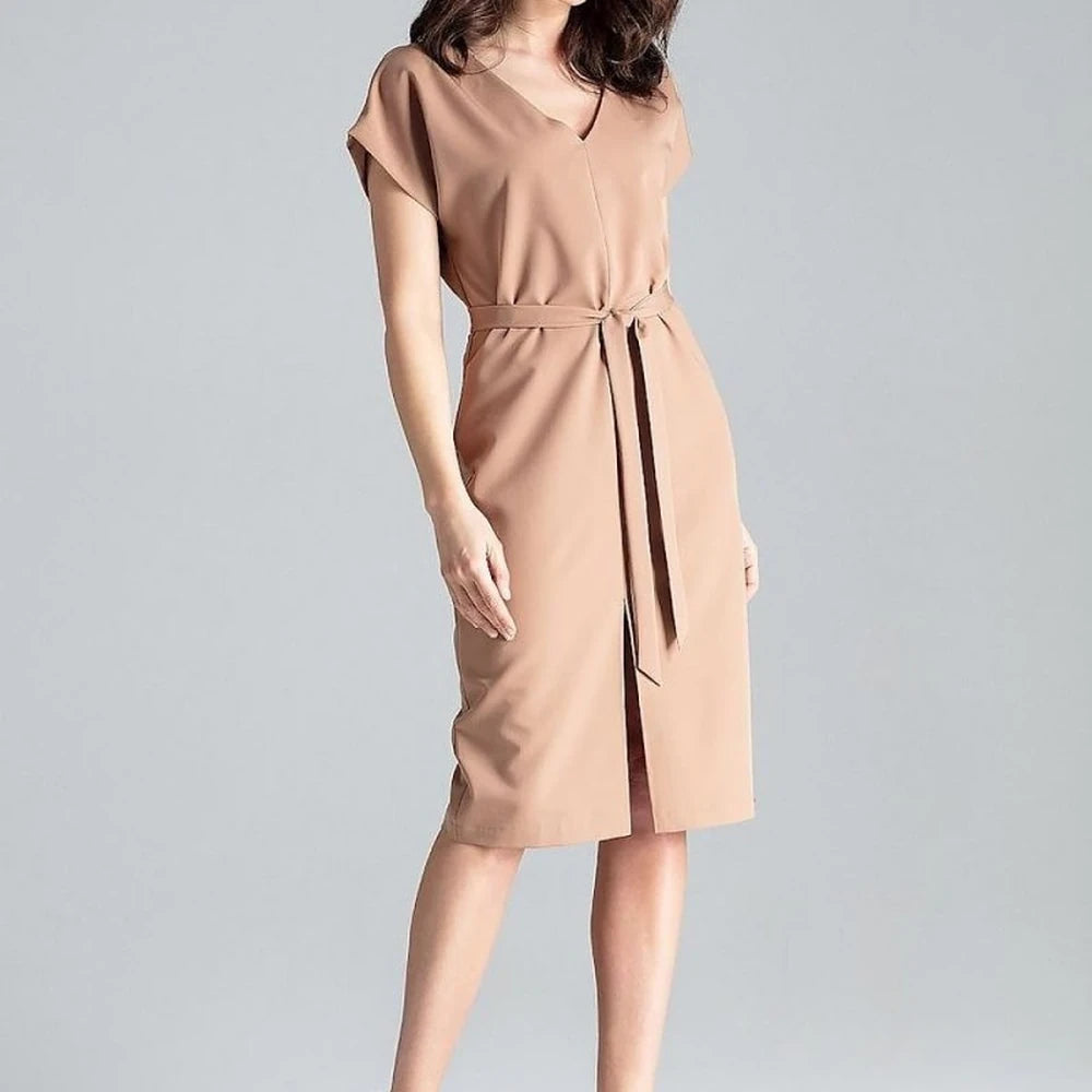 Kimono Sleeve Day Dress with Belt - Pink